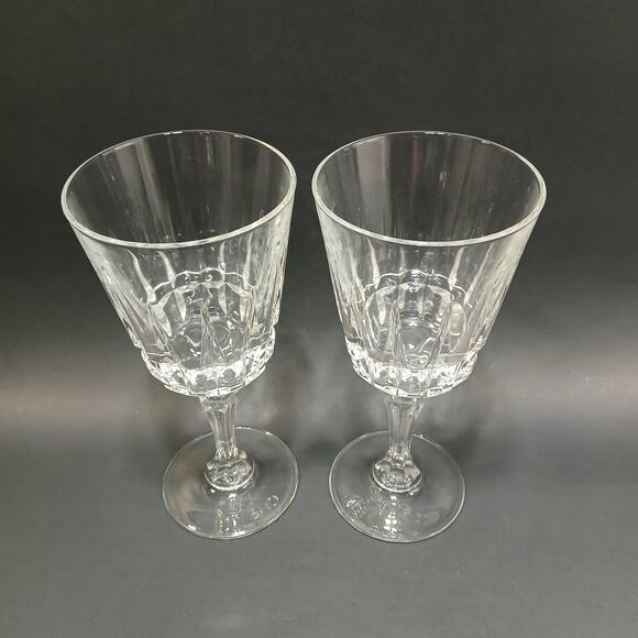 Pair of Stemmed Wine Glasses Water Goblets Chantelle by Cristal D'Arques Durand - Picture 2 of 7